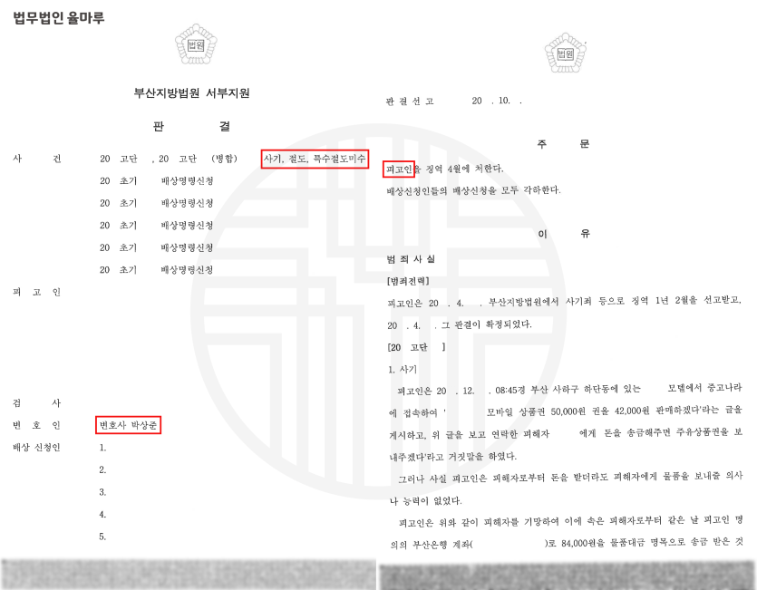 [부산서면특수절도] 사기, 절도, 특수절도미수 - 감형 성공 사례